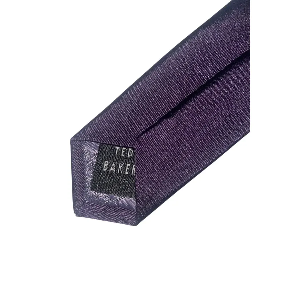 Ted Baker Purple Solid Skinny 100% Silk 60”x2.5”